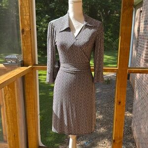 Laundry Black and White Geometric Wrap Dress